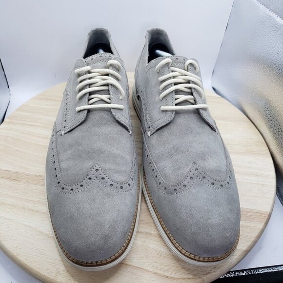 Cole Haan Original Grand Wingtip Oxford Shoes Gray Suede/Ivory Size 13 M C31447 - Picture 4 of 7